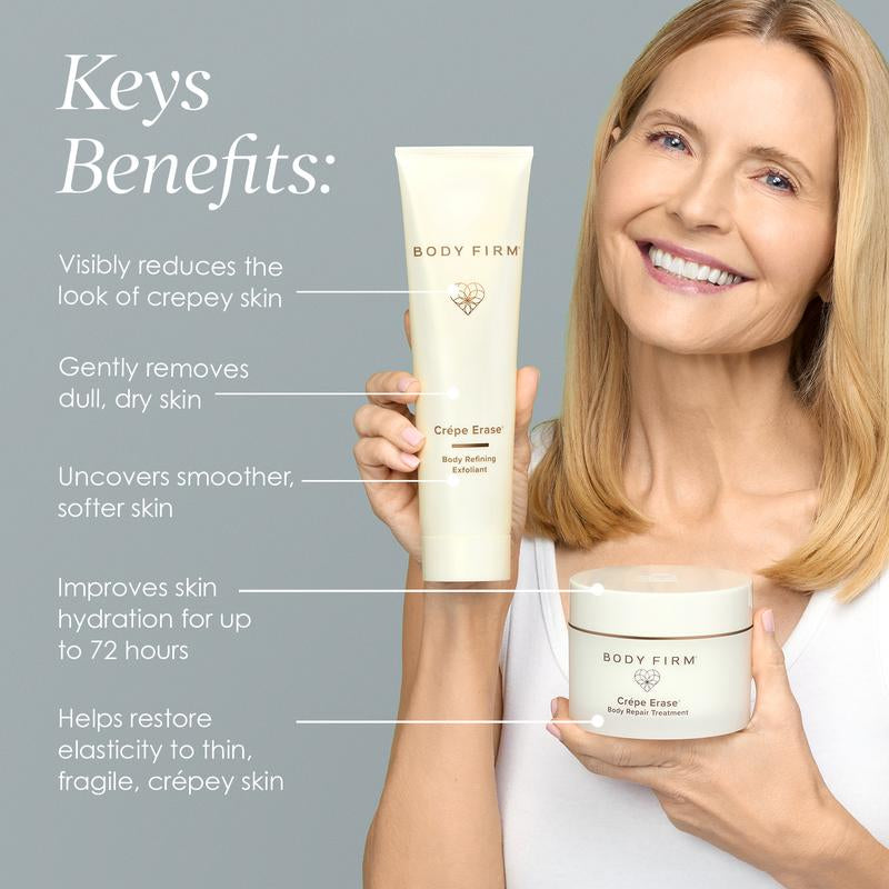 Crépe Erase | by the Body Firm | 2-Step Kit – Exfoliating Body Wash for Daily Skin Repair & Cleansing & Anti-Aging Repair Cream with Trufirm and 12 Super Hydrators for Smoother, Firmer Skin