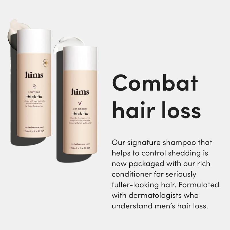 Hims Thick Fix Shampoo and Conditioner Set for Men- Thickening, Moisturizing, Reduces Shedding- Color Safe Hair Loss Shampoo and Conditioner- 2 Pack, 6.4Oz