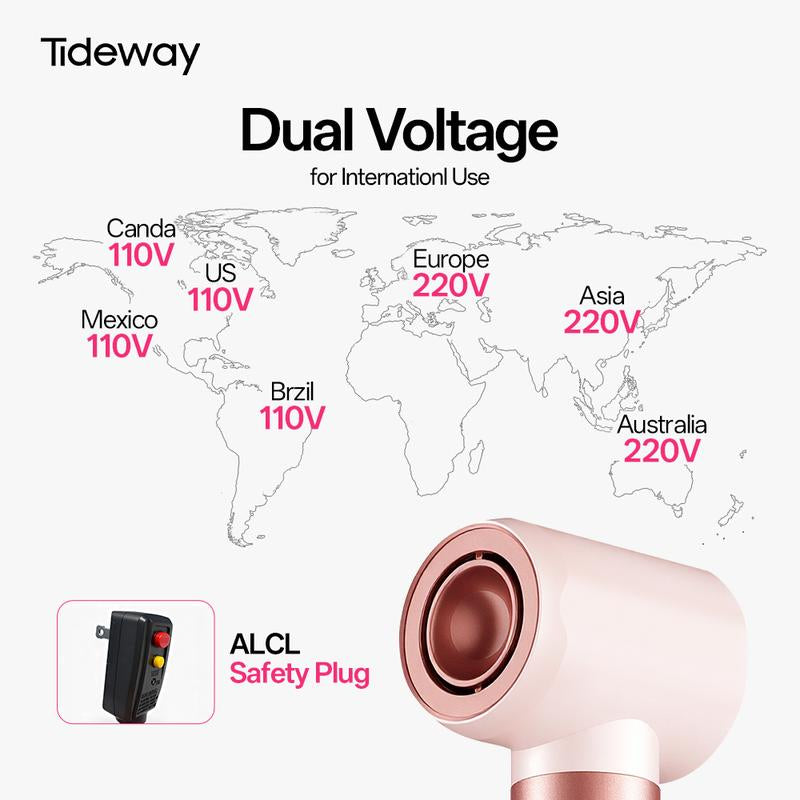 Tideway Prowaver 6 in 1 Hot Air Styler Wrap W/ Ionic Tech, Dual Voltage (100-240V) High-Speed Hair Dryer Brush Auto Wrap Curlers, Volumizing Styling Blower Brush with Travel Bag, Perfect Present for Women Friend Family Gift October Viral
