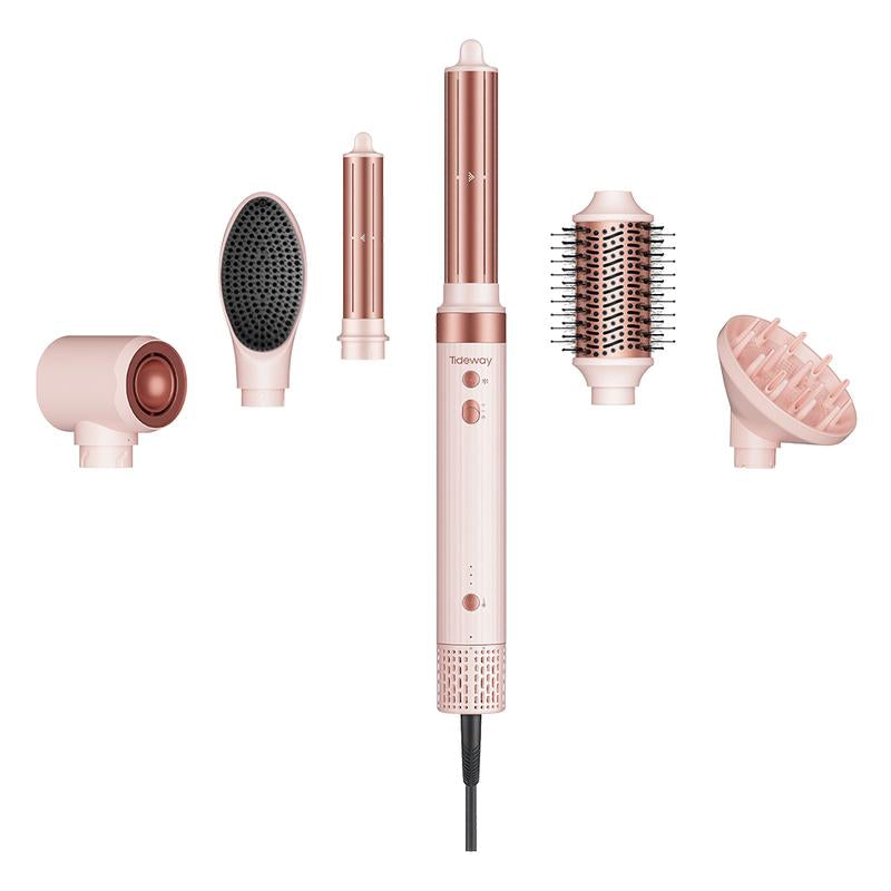 Tideway Prowaver 6 in 1 Hot Air Styler Wrap W/ Ionic Tech, Dual Voltage (100-240V) High-Speed Hair Dryer Brush Auto Wrap Curlers, Volumizing Styling Blower Brush with Travel Bag, Perfect Present for Women Friend Family Gift October Viral