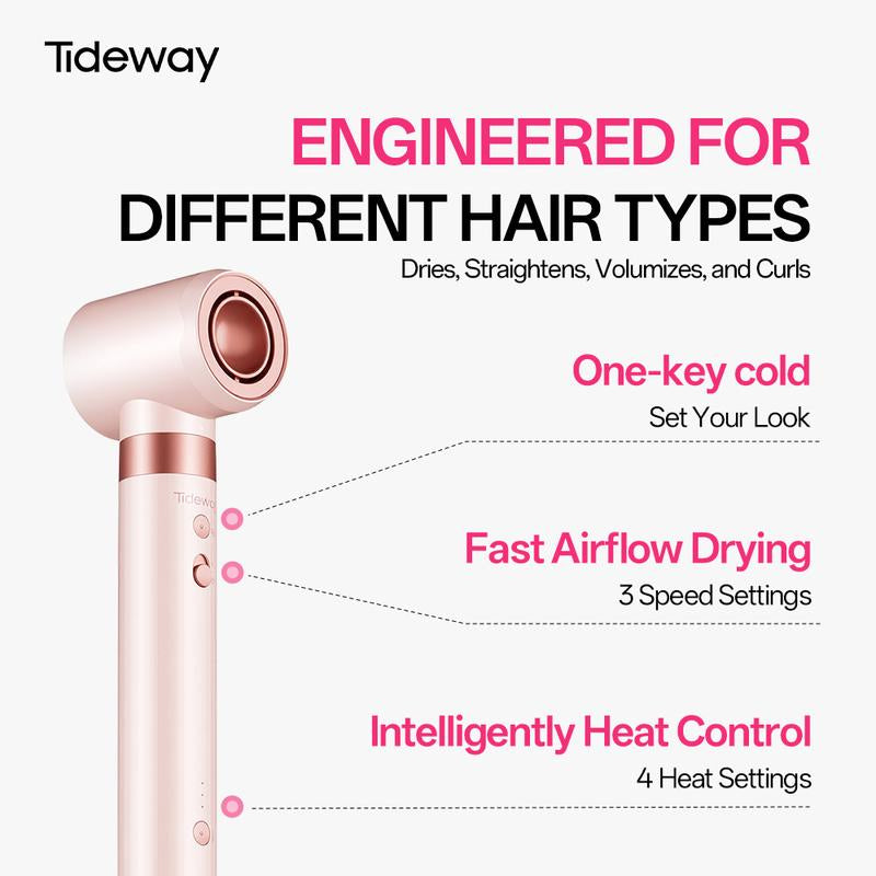 Tideway Prowaver 6 in 1 Hot Air Styler Wrap W/ Ionic Tech, Dual Voltage (100-240V) High-Speed Hair Dryer Brush Auto Wrap Curlers, Volumizing Styling Blower Brush with Travel Bag, Perfect Present for Women Friend Family Gift October Viral