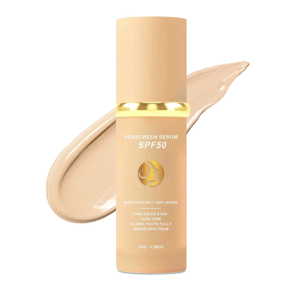 4-in-1 Foundation Liquid Makeup with SPF 50: Hydrating Full Coverage Concealer and Sunscreen Serum
