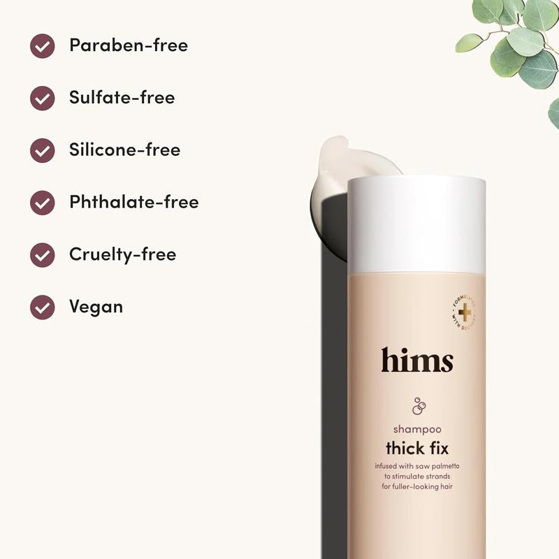 Hims Thick Fix Shampoo and Conditioner Set for Men- Thickening, Moisturizing, Reduces Shedding- Color Safe Hair Loss Shampoo and Conditioner- 2 Pack, 6.4Oz