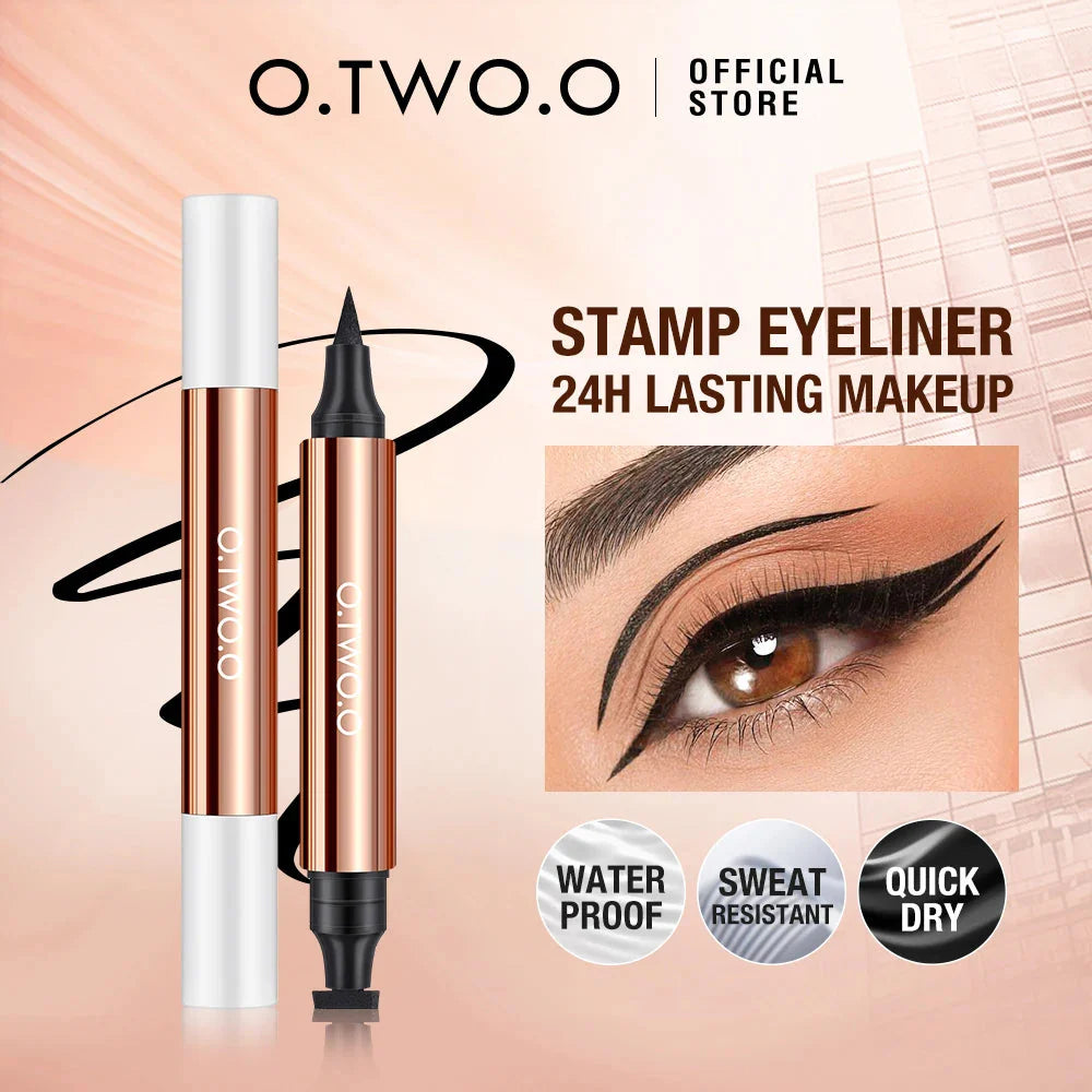 O.TWO.O Waterproof Liquid Eyeliner Pencil - Smudge-Proof, Quick-Drying, 12-Hour Wear, Ultra Fine Black for Precision Application