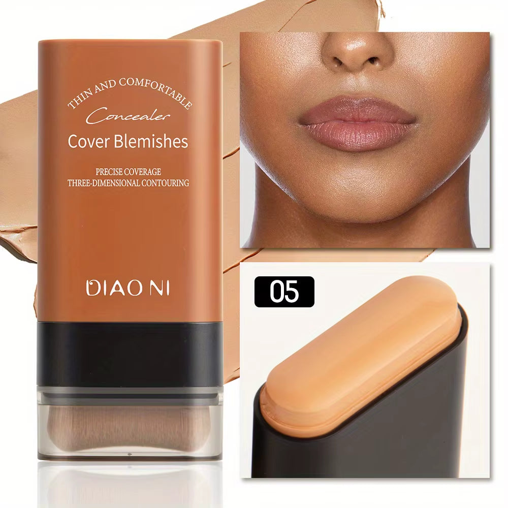 Foundation Stick with Concealer Brush for Long-Lasting Skin Brightening