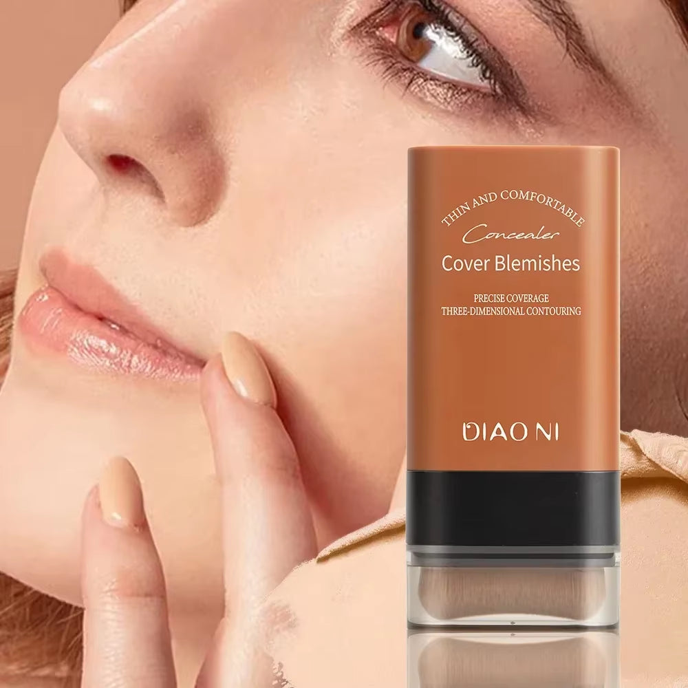 Foundation Stick with Concealer Brush for Long-Lasting Skin Brightening