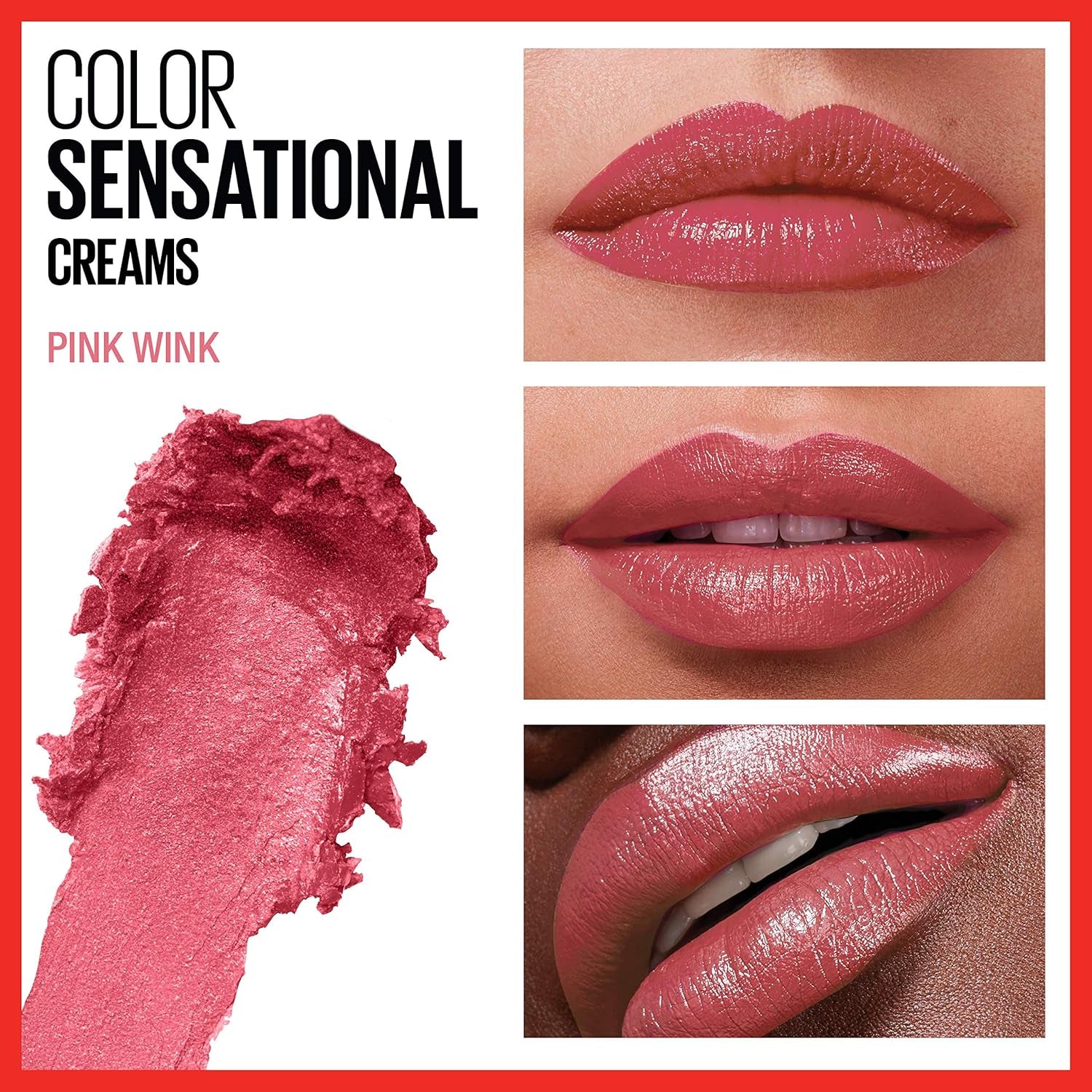Color Sensational Lipstick, Lip Makeup, Cream Finish, Hydrating Lipstick, Pink Wink, Coral Pink ,1 Count