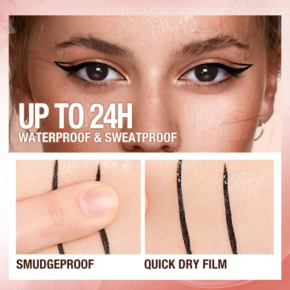 O.TWO.O Waterproof Liquid Eyeliner Pencil - Smudge-Proof, Quick-Drying, 12-Hour Wear, Ultra Fine Black for Precision Application