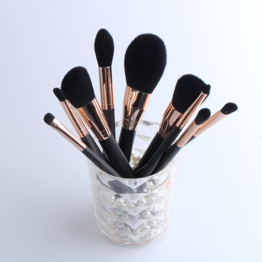 Makeup Brush Set 10 PCS, Eye Makeup Brushes, Lip Brush, Face Brush Set, Foundation Brush Set, Make up Brushes Tool Kit - Black