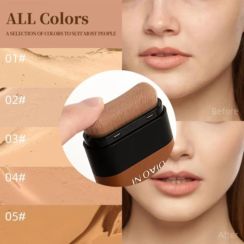 Foundation Stick with Concealer Brush for Long-Lasting Skin Brightening
