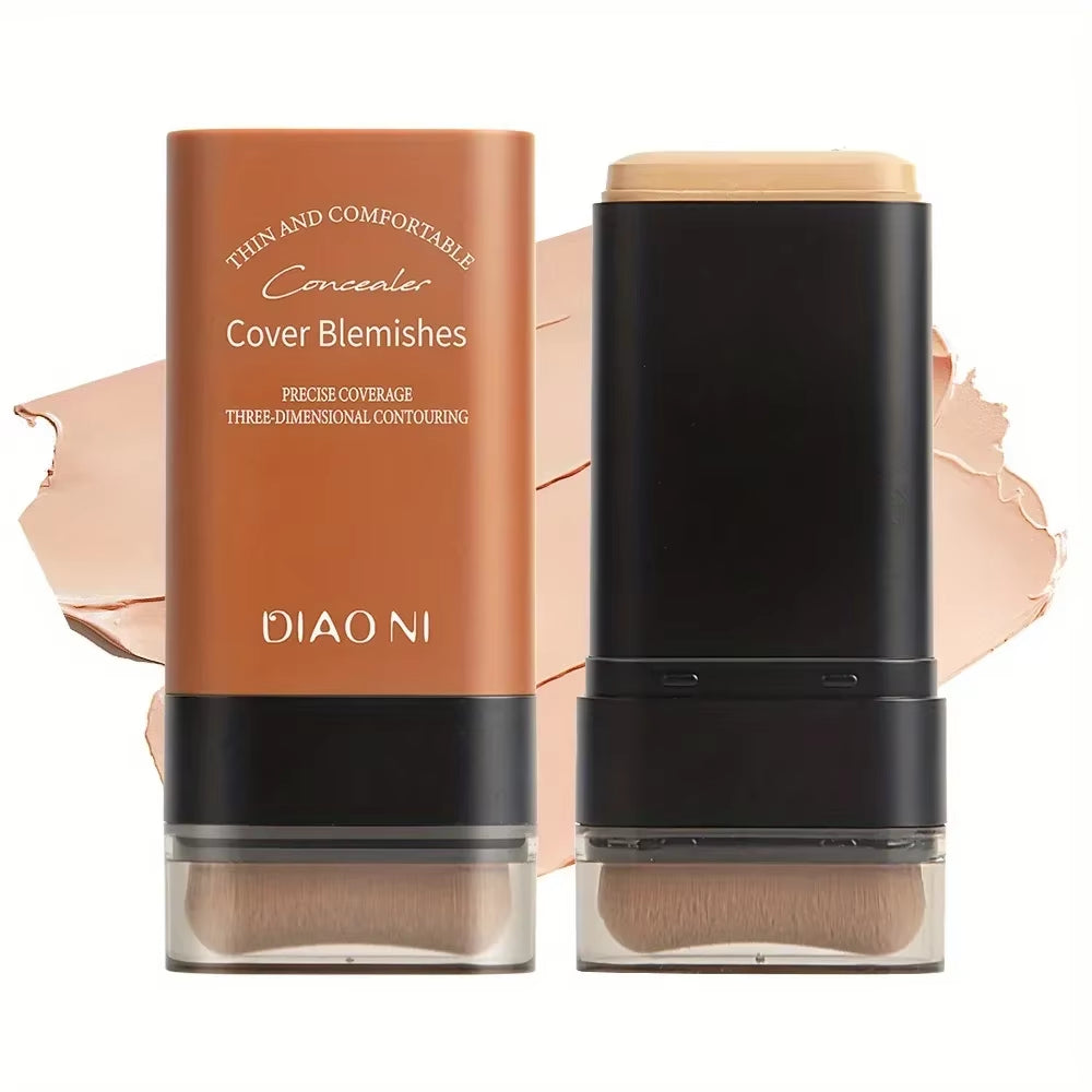 Foundation Stick with Concealer Brush for Long-Lasting Skin Brightening