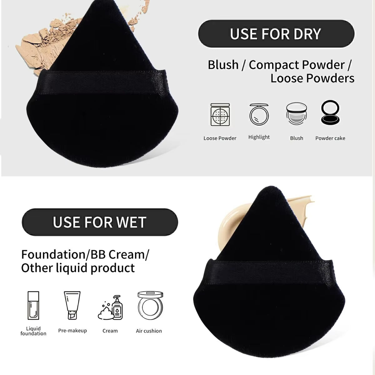 11PCS Makeup Tool Kit 4PCS Makeup Brush Wih Powder Puff Makeup Sponge Finger Air Cushion Puff Concealer Blend Eyeshadow