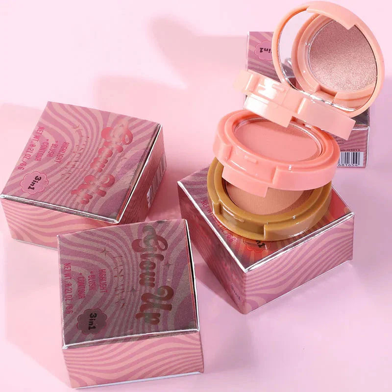 3 in 1 Matte Highlighter Contouring Blush Palette Pearly Shiny Eyeshadow Multifunctional Face Makeup Palette Female Cosmetic