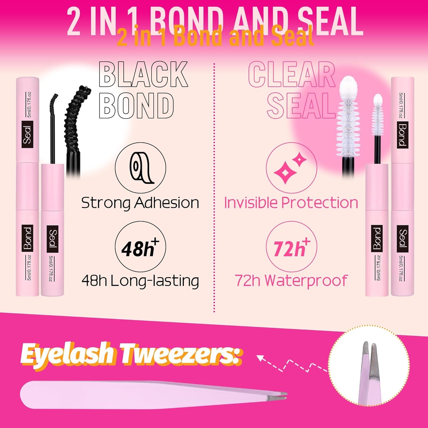 Lash Clusters Kit Wispy Cluster Eyelash Extensions Kit Left Right Cat Eye Lashes Bond and Seal Lash Tweezers D-Curly Volume Eyelash Clusters Kit Mixed Styles Full Individual Lashes Kit