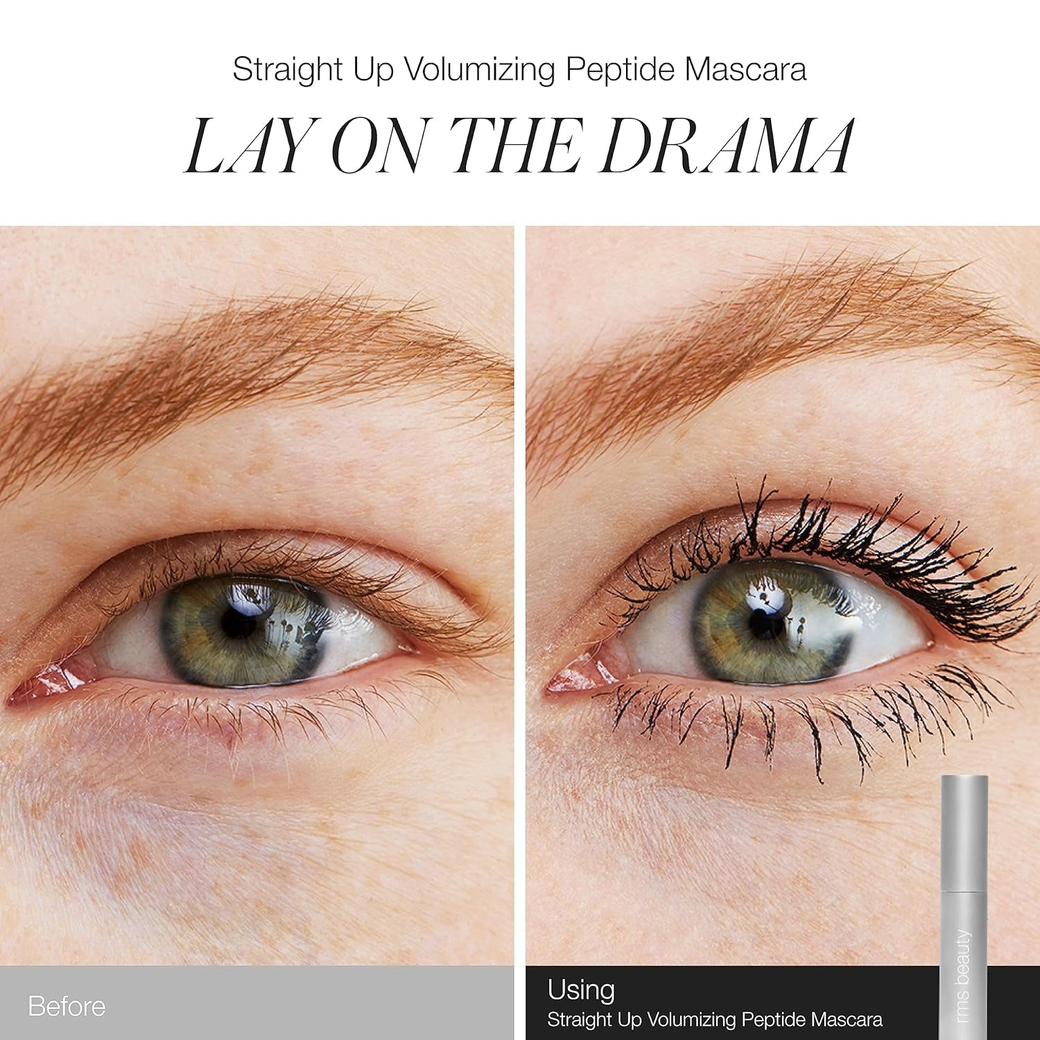 Straight up Volumizing Peptide Mascara – Black, Lash-Lengthening & Thickening Formula, Nourishing Peptides, Waterproof, Vegan & Cruelty-Free, 8Ml