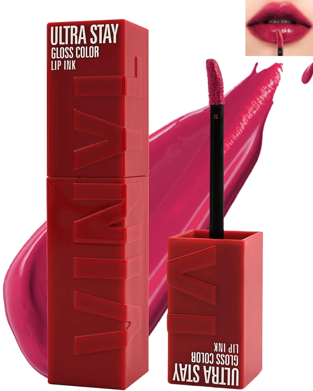 Liquid Lipstick,Smooth Vinyl Lipstick Ink Lipgloss,Rose Pink Tinted Lip Gloss,High Pigmented Lip Color,Longlasting Waterproof Non-Stick Lip Tint Stain,Christmas Makeup Gift for Girl Women-04