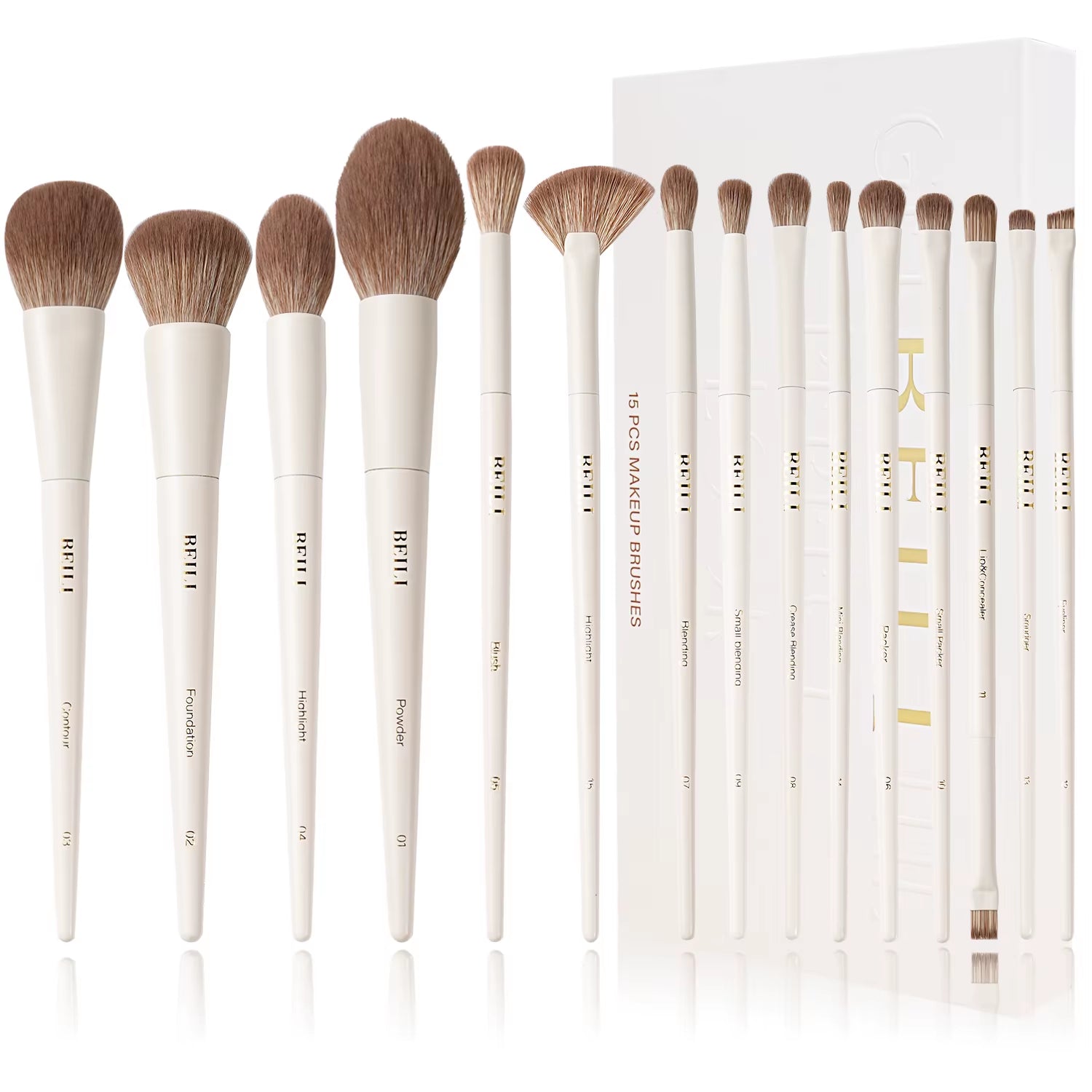 12/15 PCS Professional Makeup Brushes Sets Vegan Premium Cosmetics Tool Kakubi Podwer Angled Contour Blush Eyeshadow Brush