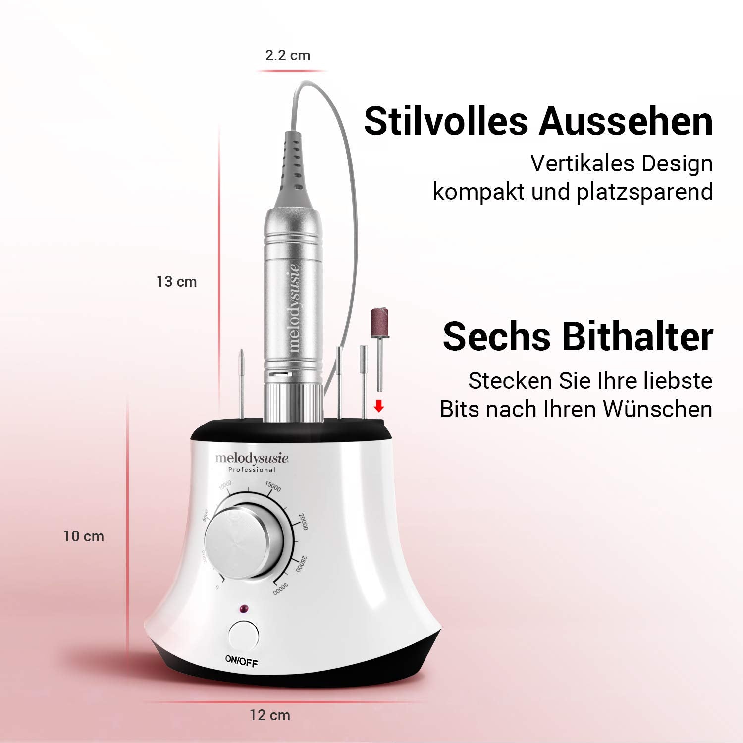 Melodysusie Elektrische Nagelfräser 30000 U/Min Professionelle Elektrische Nagelfeile Maniküre Pediküre Set Gelnägel Acrylnägel Nagelpflege Fräser Set Mit Fußpedal Für Nagelstudio Zuhause, Weiß