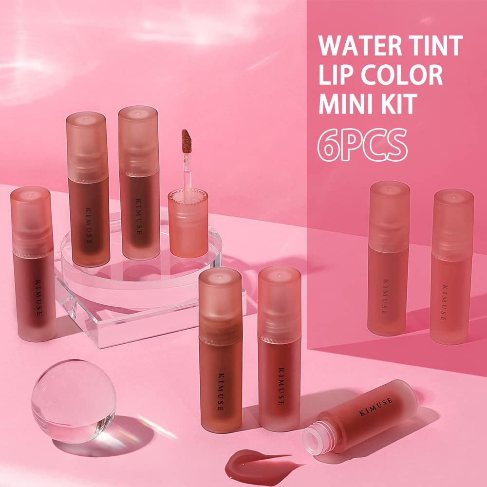 Water Gel Lip Tint 6 Colors Set, Highly Pigmented Long Lasting Moisturizing Glossy Lip Stains, Hydrate Lightweight Lip Gloss Makeup