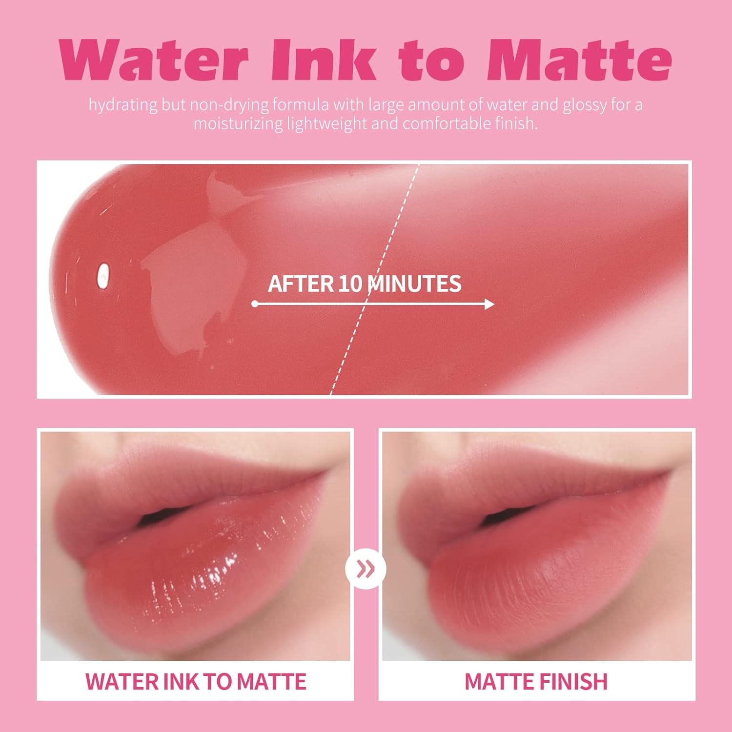 Water Gel Lip Tint 6 Colors Set, Highly Pigmented Long Lasting Moisturizing Glossy Lip Stains, Hydrate Lightweight Lip Gloss Makeup