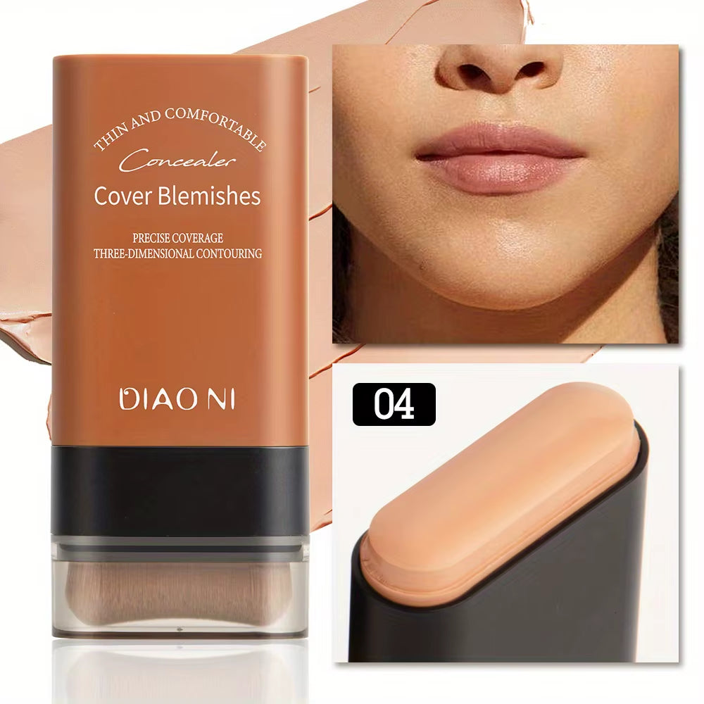 Foundation Stick with Concealer Brush for Long-Lasting Skin Brightening