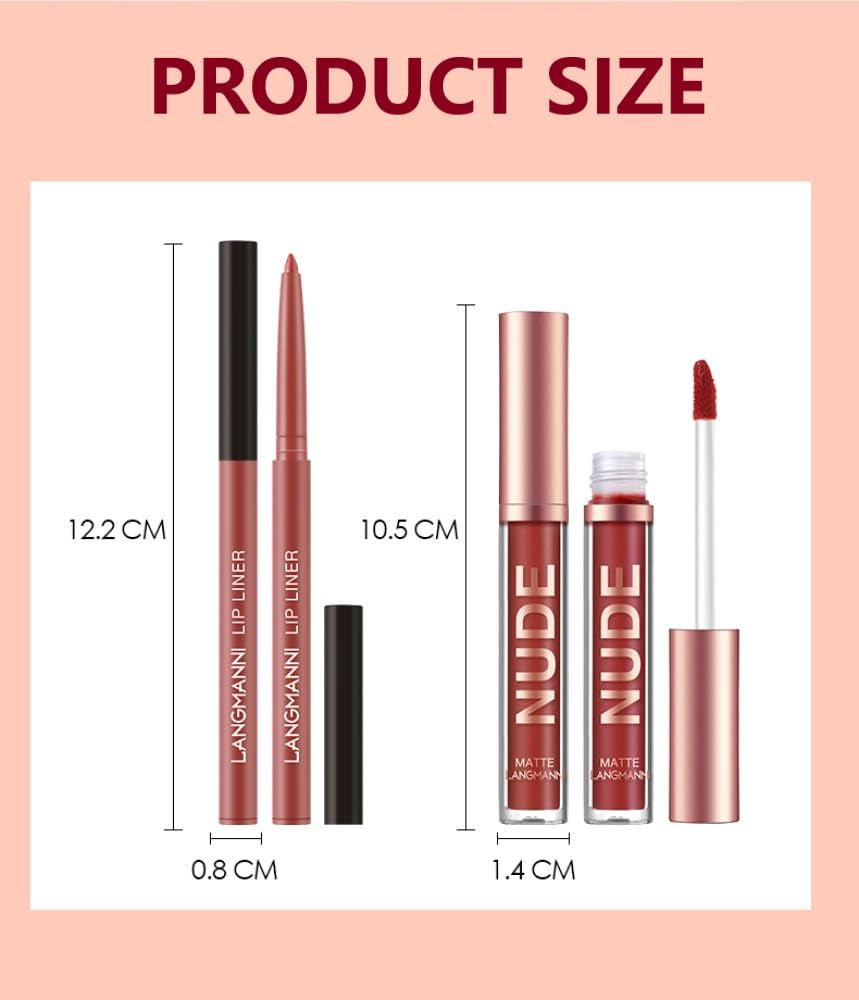 Ultimate Matte Lipstick & Lipliner Set - 6 Long-Lasting, Waterproof Shades for Perfectly Pigmented Lips 