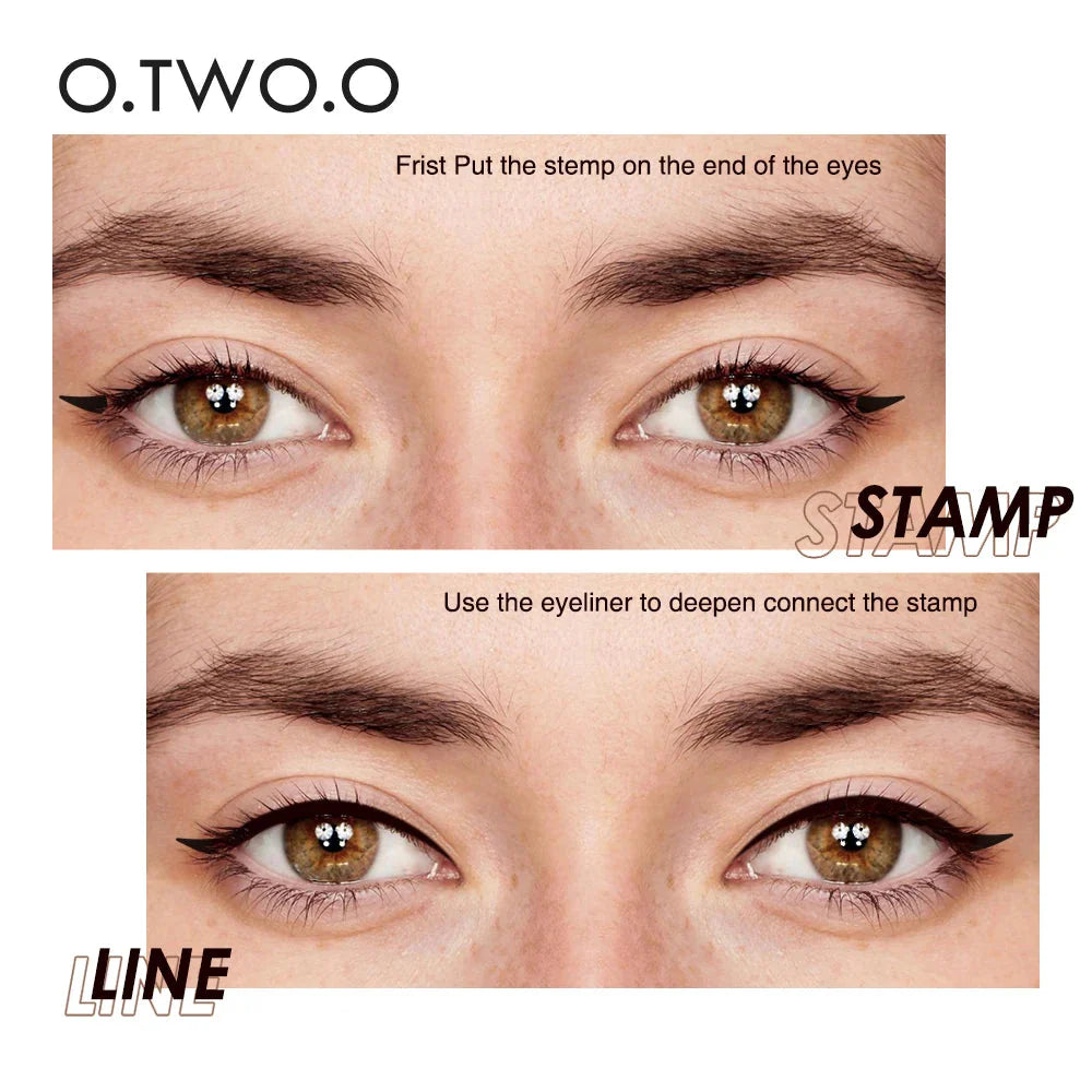 O.TWO.O Eyeliner Stamp Black Liquid Eyeliner Pen Waterproof Fast Dry Double-Ended Eye Liner Pencil Make-Up for Women Cosmetics