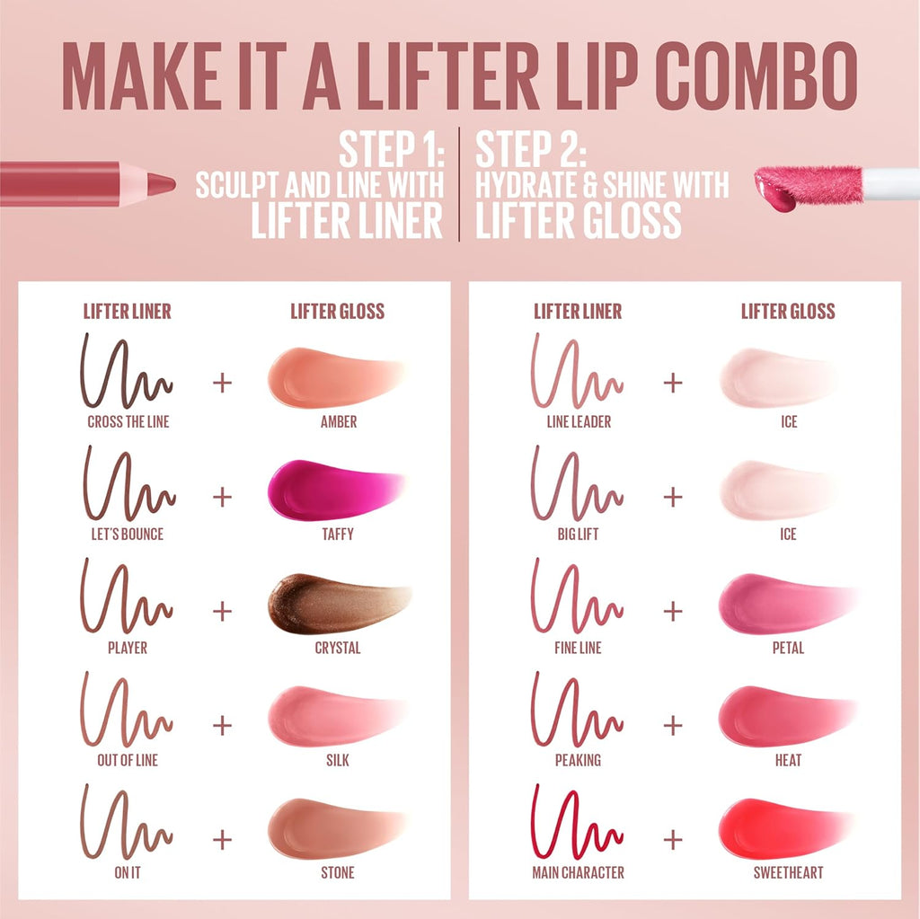 Lifter Gloss, Hydrating Lip Gloss with Hyaluronic Acid, Ice, Pink Neutral, 0.18 Ounce