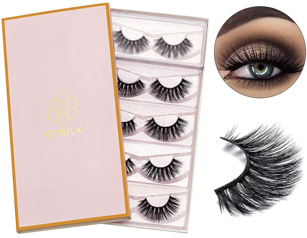 DYSILK Wimpern Lashes Künstliche Wimpern -Fake Lashes Falsche Wimpern 5 Paare 6D Falsche Wimpern Extensions Sets Eyelashes Natürlich Wiederverwendbar | 005- (15Mm-18Mm)