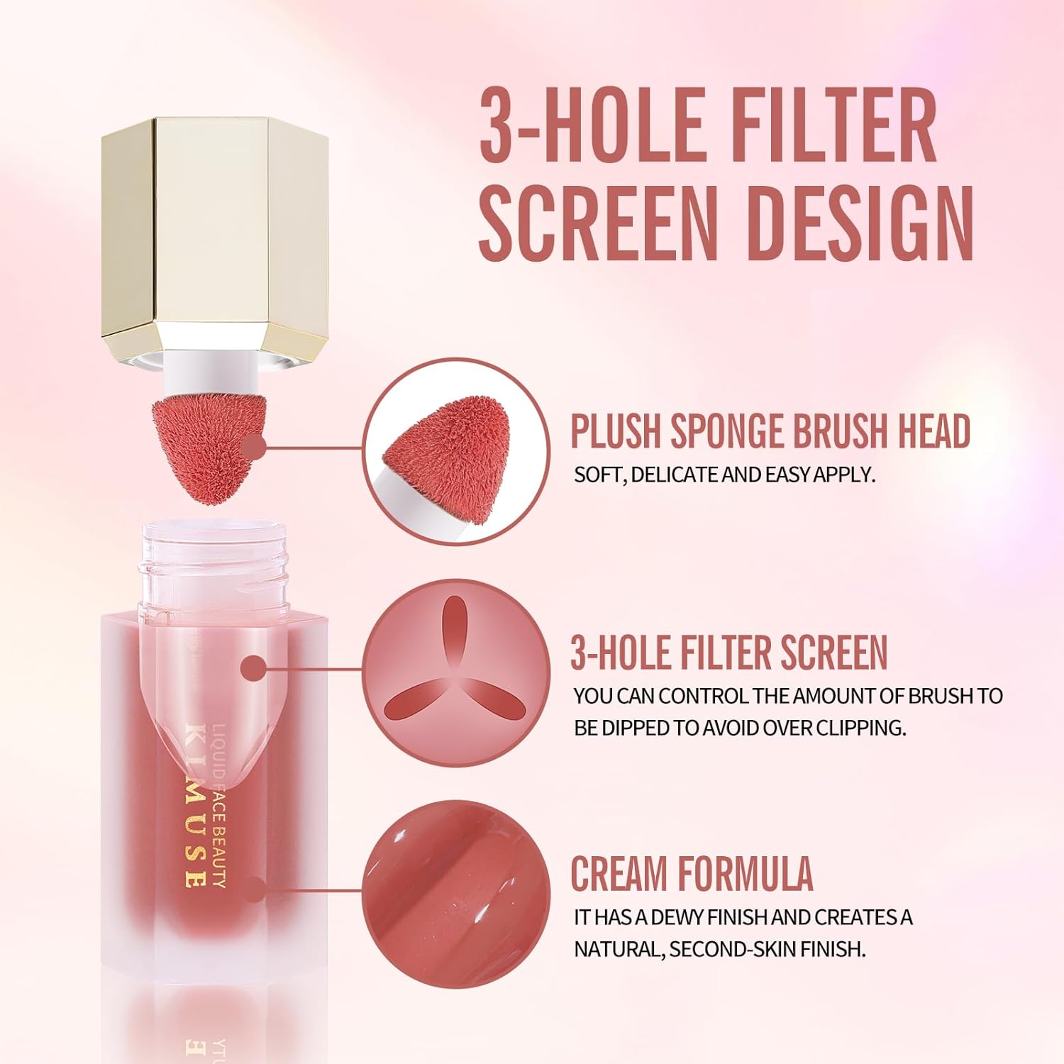 Liquid Blush, Long-Wearing Pigmented Soft Cream Face Blush, Waterproof, Smudge Proof, Dewy Finish