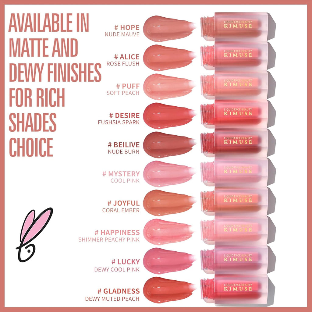 Liquid Blush, Long-Wearing Pigmented Soft Cream Face Blush, Waterproof, Smudge Proof, Dewy Finish