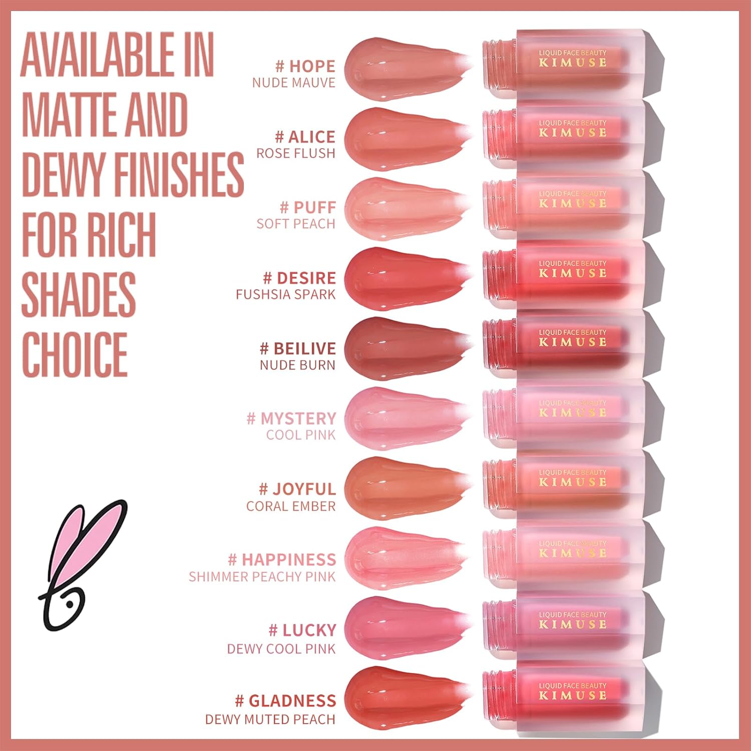 Liquid Blush, Long-Wearing Pigmented Soft Cream Face Blush, Waterproof, Smudge Proof, Dewy Finish