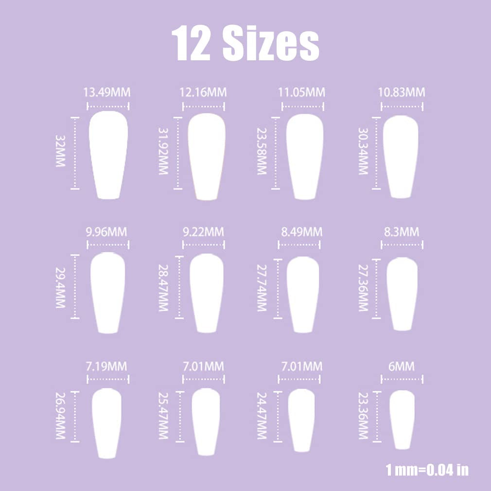 Press on False Nails Full Cover Glue Stick on Fake Nails - Long Coffin, Brown Fall Acrylic, 24Pcs, Bling Glossy Manicure for Women and Girls