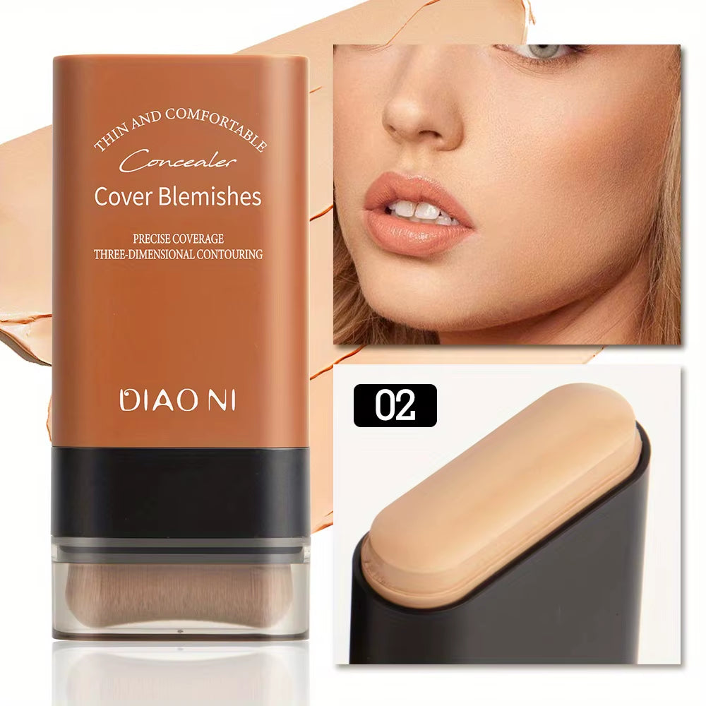 Foundation Stick with Concealer Brush for Long-Lasting Skin Brightening