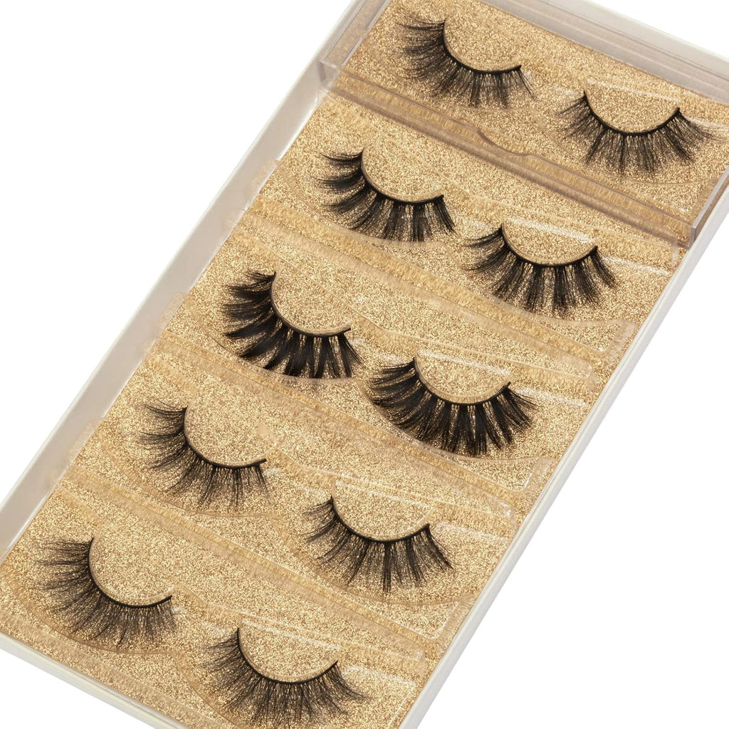 DYSILK Wimpern Lashes Künstliche Wimpern -Fake Lashes Falsche Wimpern 5 Paare 6D Falsche Wimpern Extensions Sets Eyelashes Natürlich Wiederverwendbar | 005- (15Mm-18Mm)