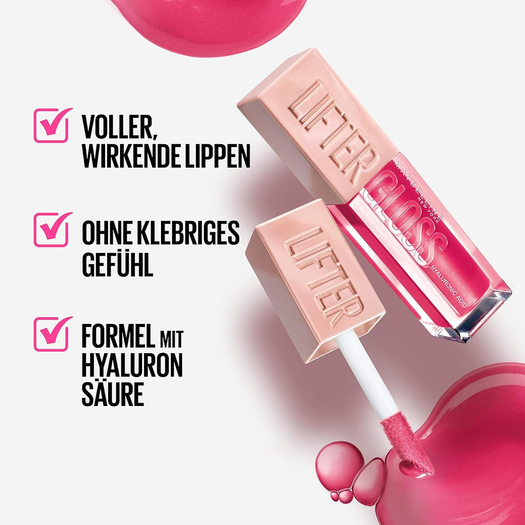 Maybelline New York Glänzender Lipgloss Für Voller Wirkende Lippen, Feuchtigkeitsspendend, Mit Hyaluronsäure, Lifter Gloss, Farbe: Nr. 005 Petal (Pink), 1 X 5,4 Ml