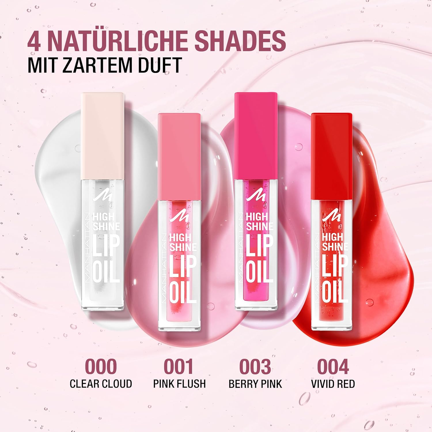 Manhattan High Shine Lip Oil 001 Pink Flush, Intensive Lippenpflege Mit Vitamin E Und Kokosöl Für Ein Natürlich Glänzendes Finish, Vegan