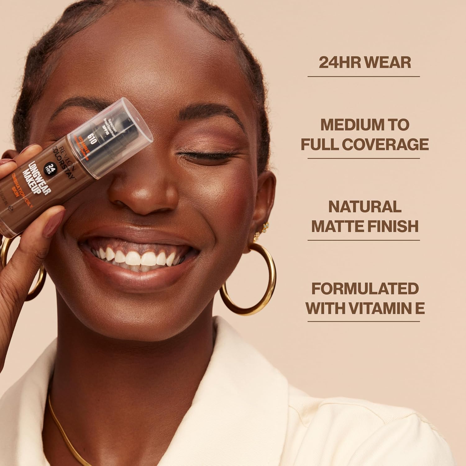 Liquid Foundation, Colorstay Face Makeup for Combination & Oily Skin, SPF 15, Medium-Full Coverage with Matte Finish, 240 Medium Beige, 1 Fl Oz