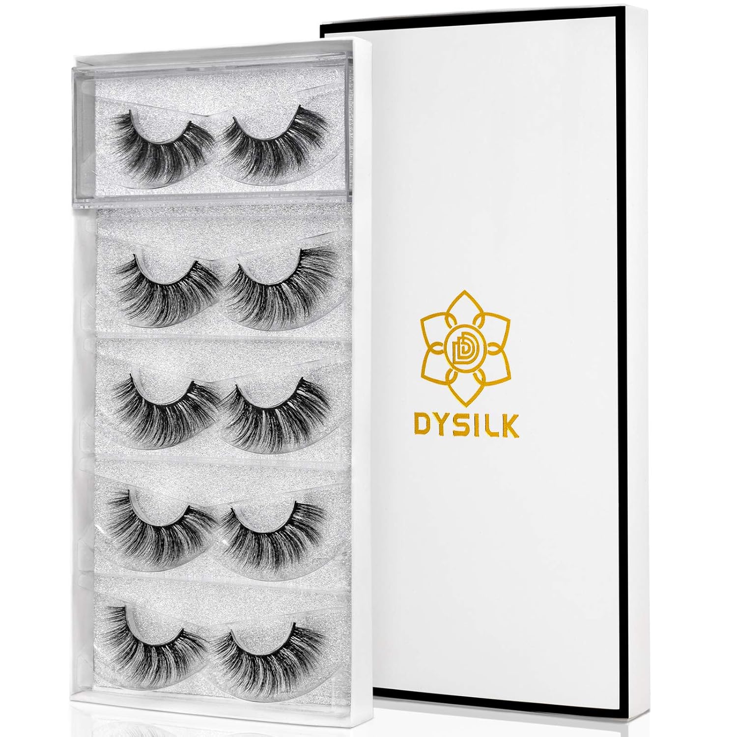 DYSILK Wimpern Lashes Künstliche Wimpern -Fake Lashes Falsche Wimpern 5 Paare 6D Falsche Wimpern Extensions Sets Eyelashes Natürlich Wiederverwendbar | 005- (15Mm-18Mm)