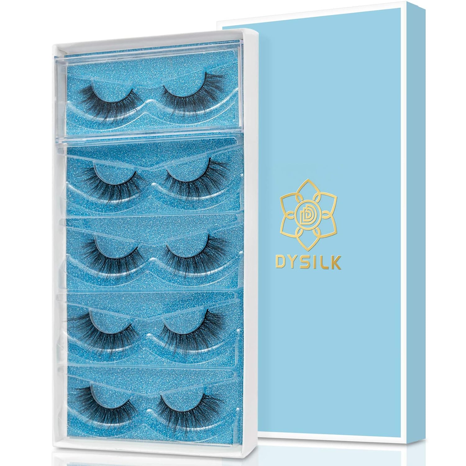 DYSILK Wimpern Lashes Künstliche Wimpern -Fake Lashes Falsche Wimpern 5 Paare 6D Falsche Wimpern Extensions Sets Eyelashes Natürlich Wiederverwendbar | 005- (15Mm-18Mm)