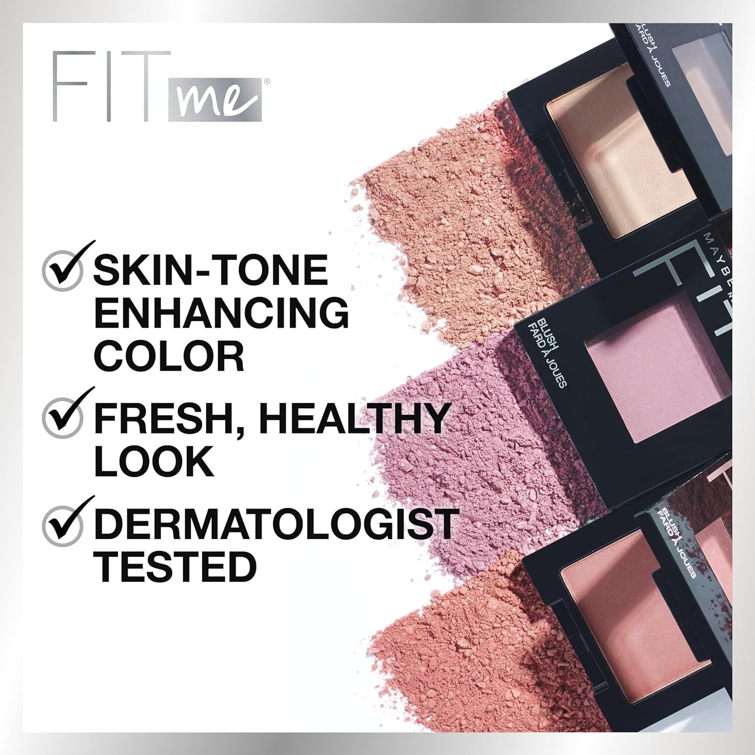 Fit Me Blush, Lightweight, Smooth, Blendable, Long-Lasting All-Day Face Enhancing Makeup Color, Buff, 1 Count
