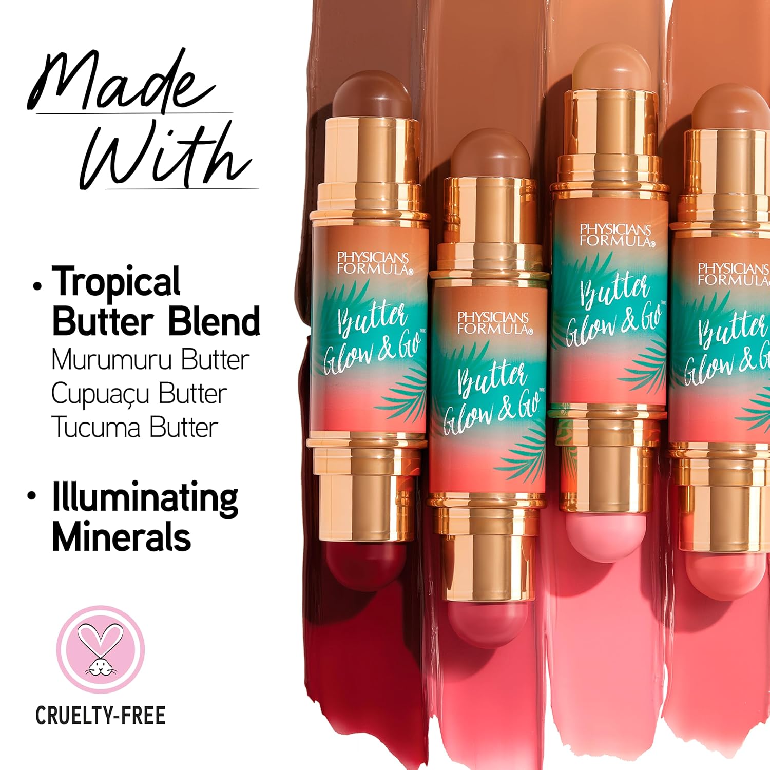 Butter Glow & Go Multiuse Stick, Ultra-Creamy Radiant Finish Formula with Murumuru Butter, Vegan & Cruelty-Free- Sunkissed Rose