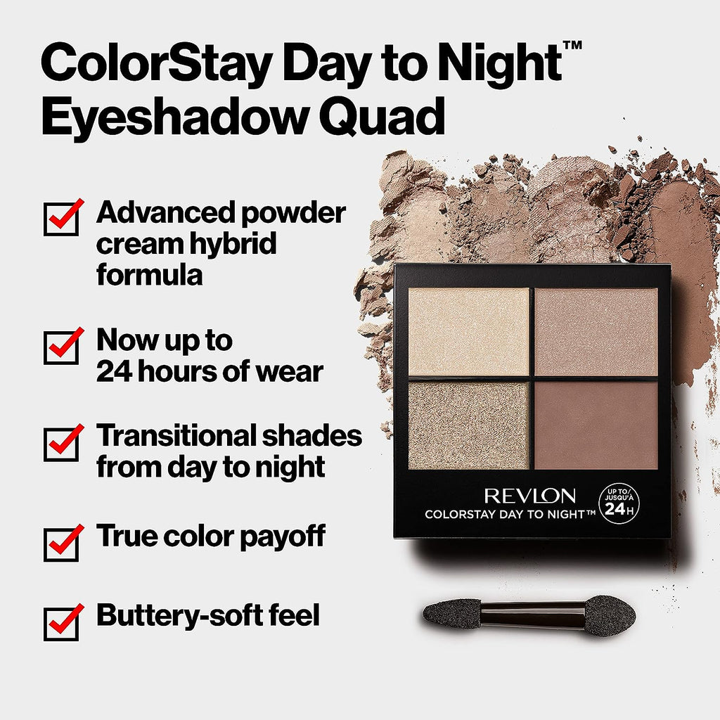 Eyeshadow Palette by , Colorstay Day to Night up to 24 Hour Eye Makeup, Velvety Pigmented Blendable Matte & Shimmer Finishes, 555 Moonlit, 0.16 Oz, 555 Moonlit, 0.16 Oz