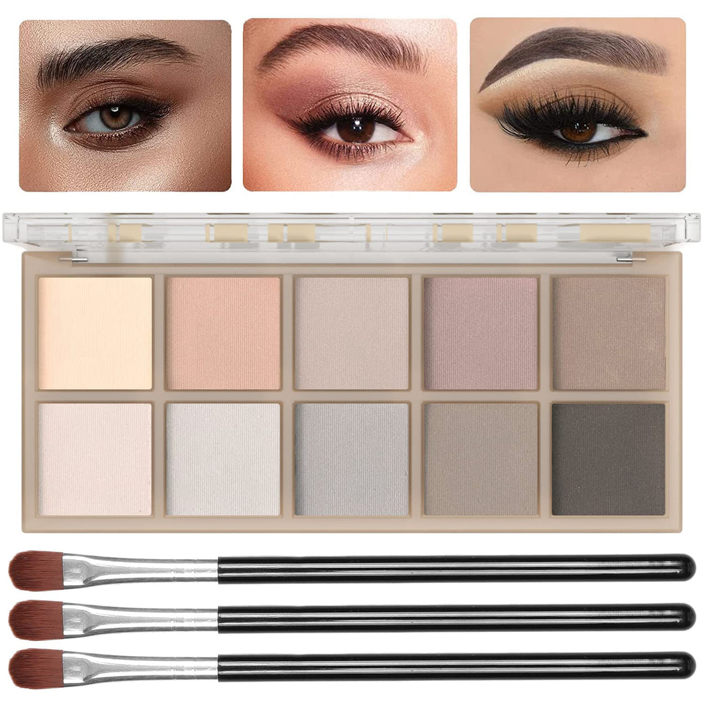 10 Colors Eyeshadow Palette, Gray Taupe Brown Matte Eye Shadow Makeup, Neutral Smokey, High Pigmented, Naturing-Looking, Long Lasting High Pigment Nude Eyeshadow for Older Women(Cement)