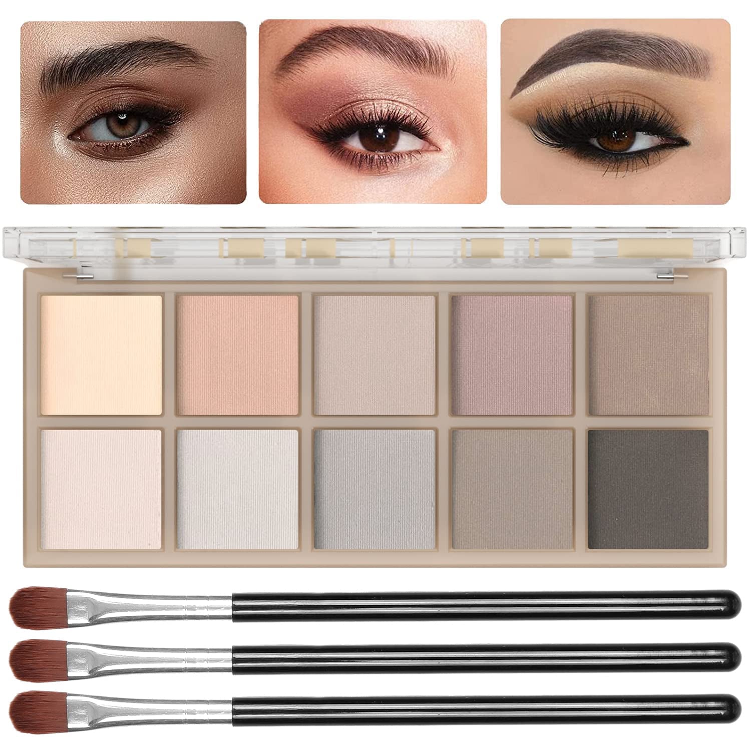 10 Colors Eyeshadow Palette, Gray Taupe Brown Matte Eye Shadow Makeup, Neutral Smokey, High Pigmented, Naturing-Looking, Long Lasting High Pigment Nude Eyeshadow for Older Women(Cement)