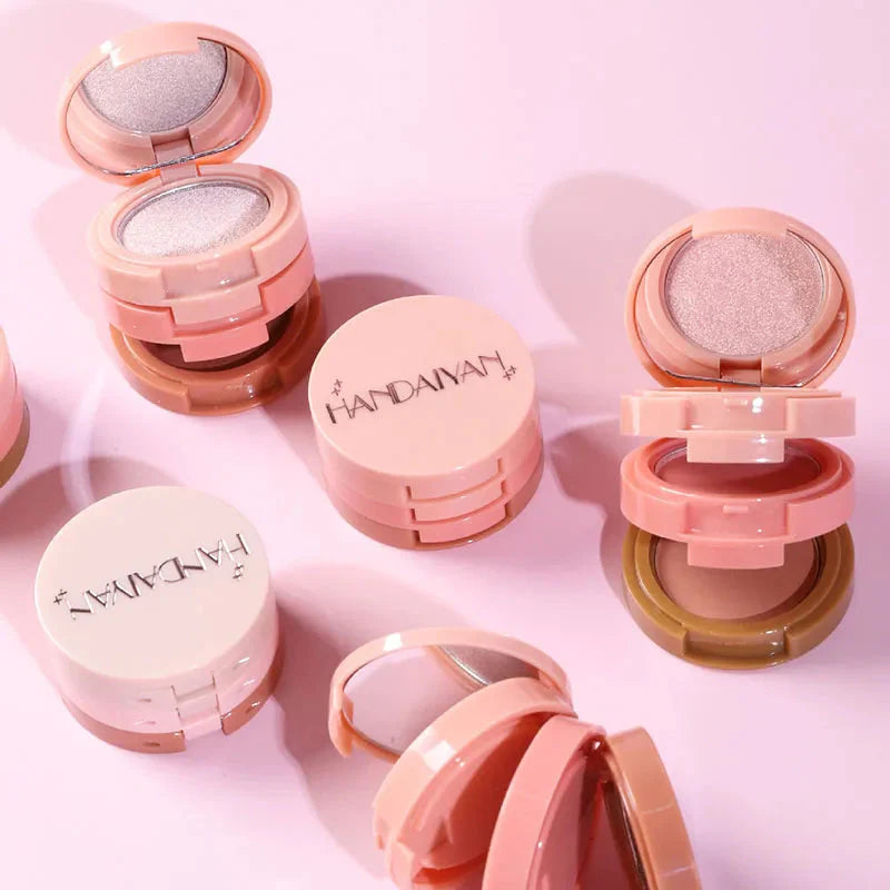 3 in 1 Matte Highlighter Contouring Blush Palette Pearly Shiny Eyeshadow Multifunctional Face Makeup Palette Female Cosmetic