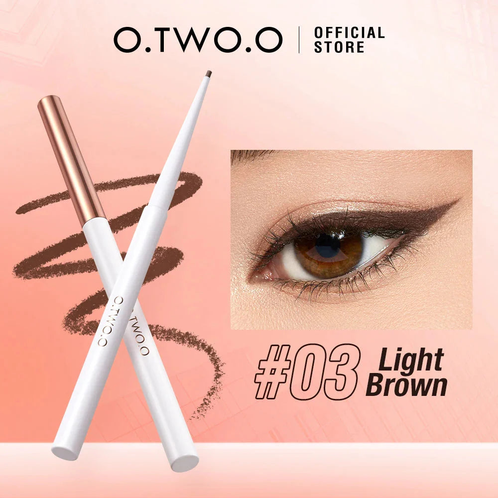 O.TWO.O Waterproof Liquid Eyeliner Pencil - Smudge-Proof, Quick-Drying, 12-Hour Wear, Ultra Fine Black for Precision Application