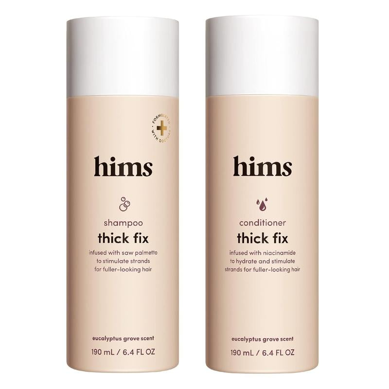 Hims Thick Fix Shampoo and Conditioner Set for Men- Thickening, Moisturizing, Reduces Shedding- Color Safe Hair Loss Shampoo and Conditioner- 2 Pack, 6.4Oz