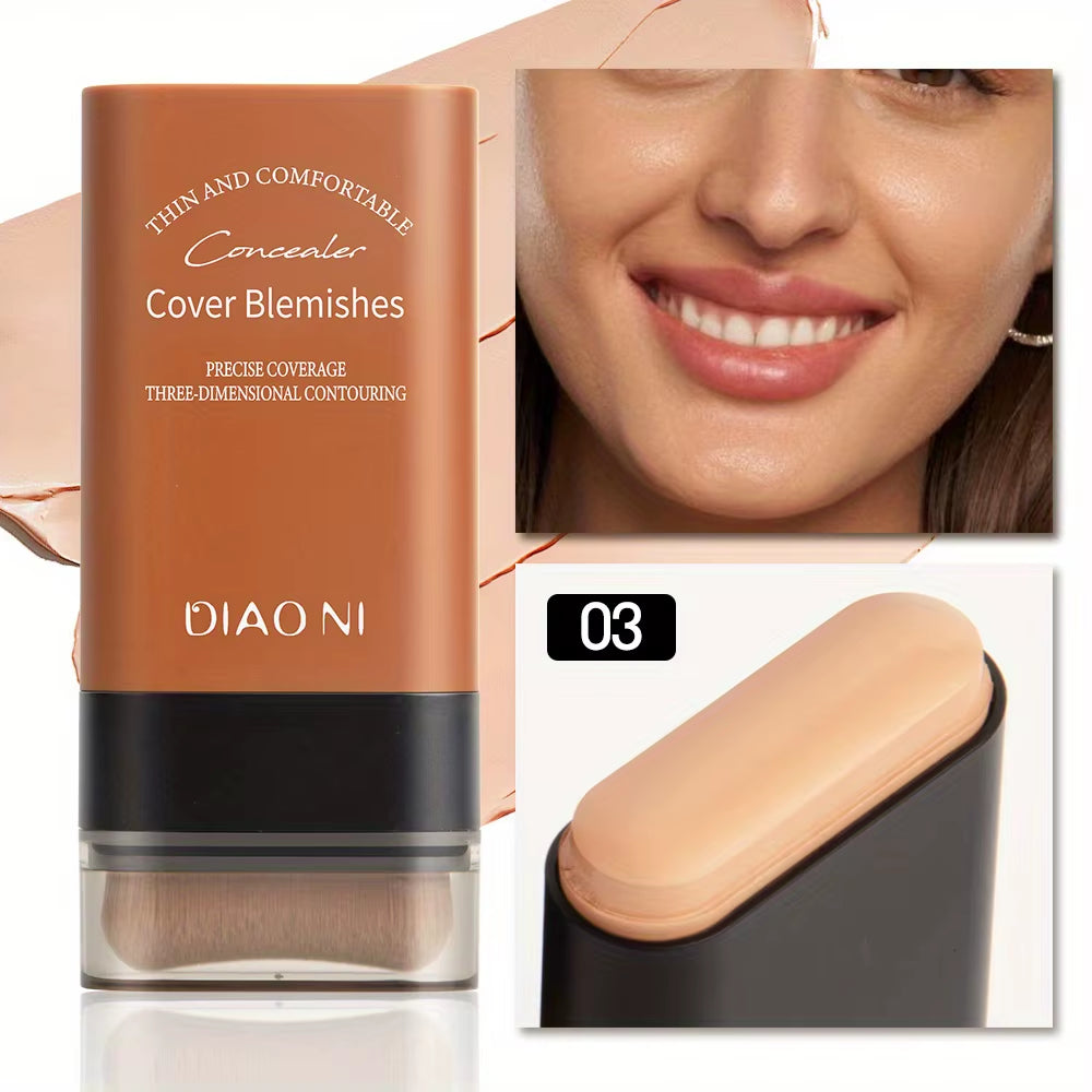 Foundation Stick with Concealer Brush for Long-Lasting Skin Brightening