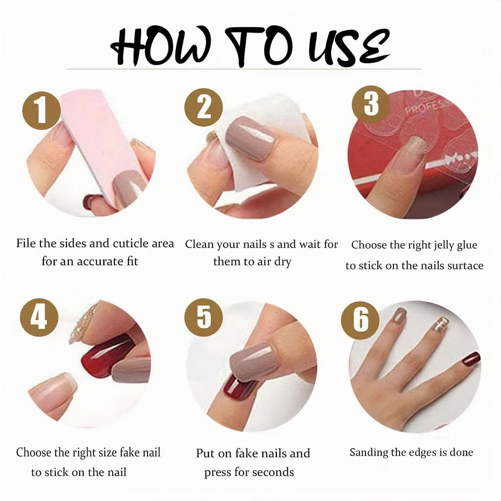 Medium Press on Nails Square Fake Nails French Tips Nails Press Ons Silver Glitter False Nail with White Ombre Designs Acrylic Glue on Nail Nude Glossy Stick on Nail for Women 24 Pcs